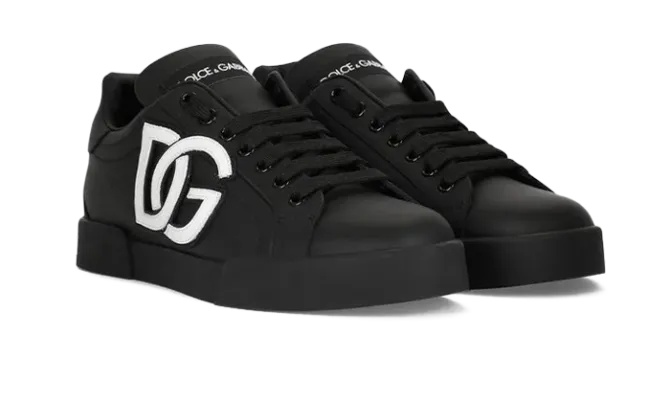 Calfskin Portofino sneakers with DG logo Black