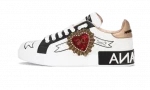 Calfskin Portofino sneakers with embroidery White