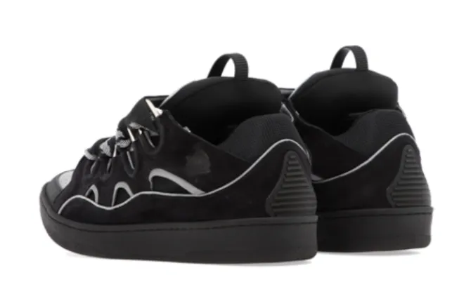 Curb Trainers In Black Leather