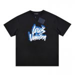 LV T-shirt Blue Graffiti Black Logo